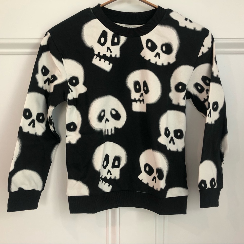H&M Black and White Skull Crewneck Sweater 6/7